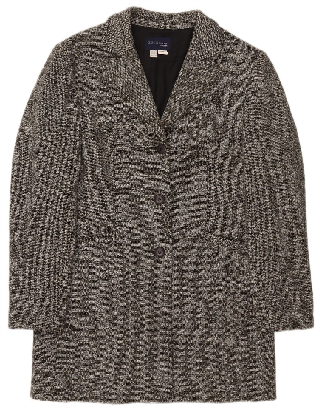 Zara Womens Oversized Overcoat EU 38 Small Grey Wool