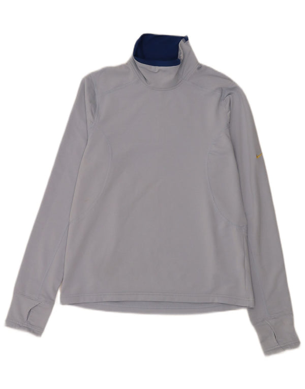 Nike Womens Dri Fit Regular Top Long Sleeve US 8/10 Medium Blue Sports