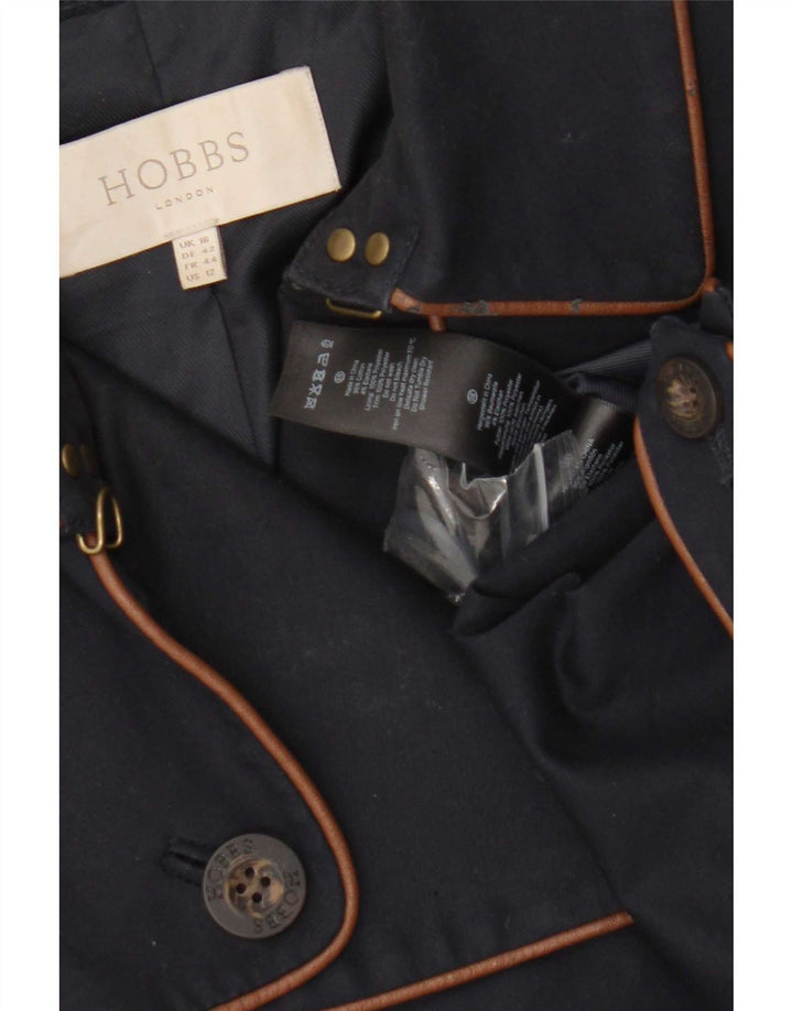 Hobbs Womens Trench Coat UK 16 Large Navy Blue Cotton