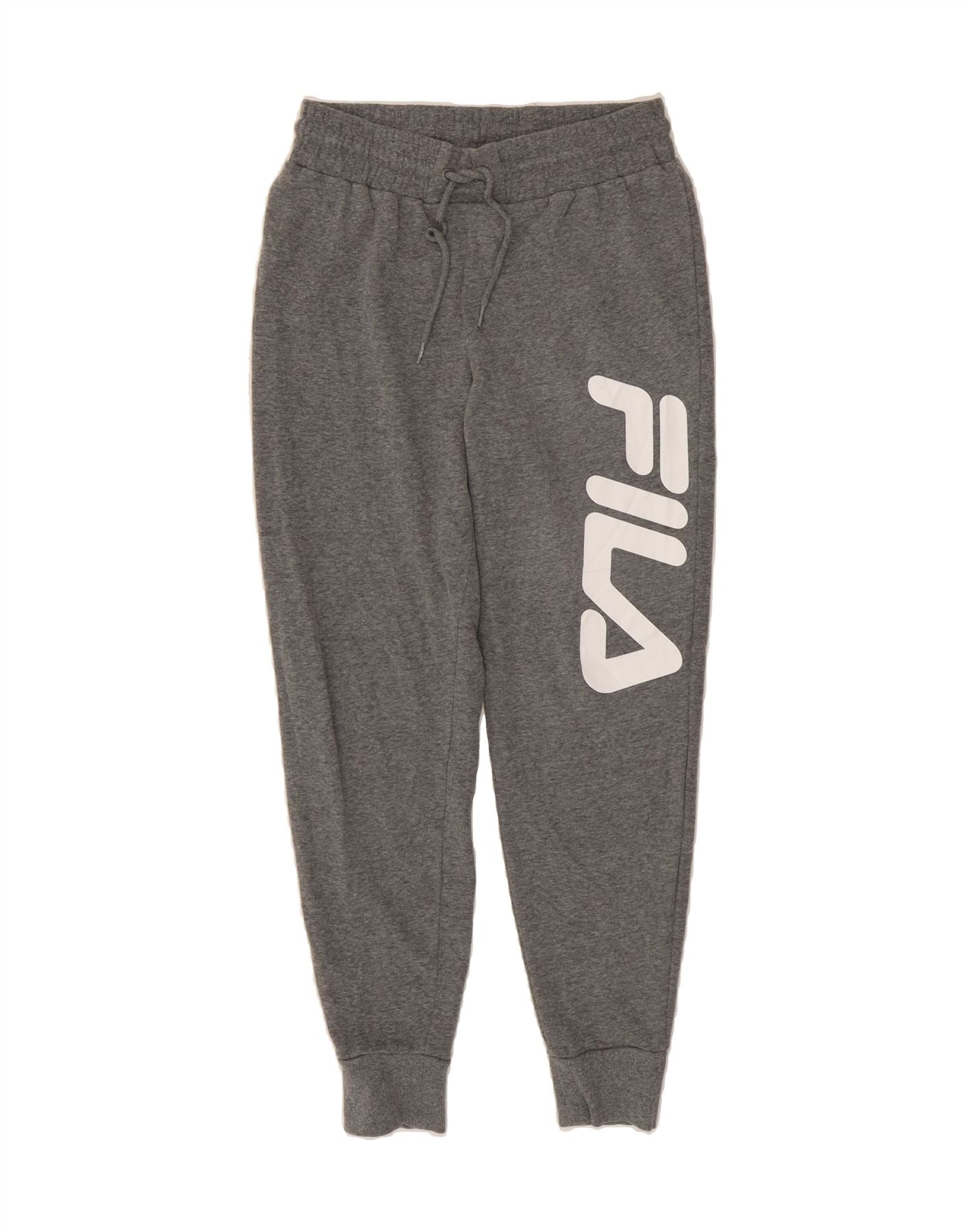 FILA Dames Grafische Trainingsbroek Joggingbroek UK 10 Small Grijs Katoen