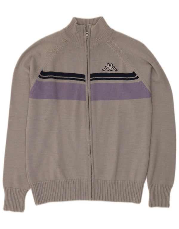 KAPPA Womens Cardigan Sweater UK 14 Medium Grey Colourblock Acrylic