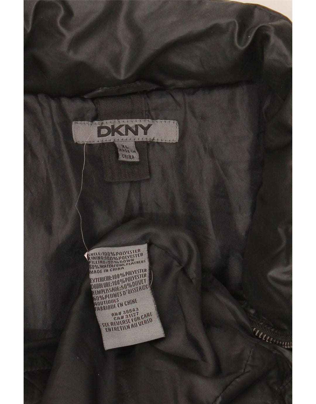 Dkny Mens Padded Jacket UK 42 XL Black Polyester