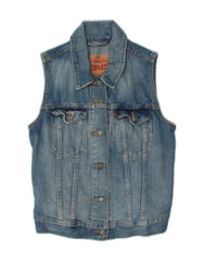 LEVI'S Womens Denim Gilet UK 10 Small Blue Cotton