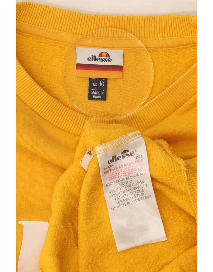 Ellesse Womens Graphic Oversized Sweatshirt Jumper UK 10 Small Yellow