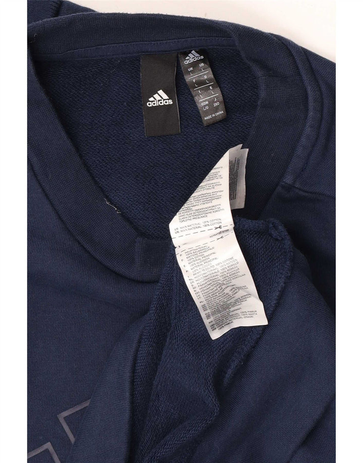 Adidas Mens Graphic Regular Fit Sweatshirt Jumper Large Navy Blue Cotton