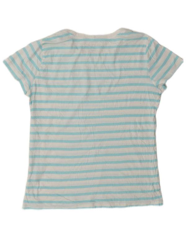 Nautica Womens T-Shirt Top UK 16 Large White Striped Cotton