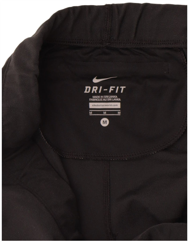 NIKE Womens Dri Fit Graphic Leggings UK 12 Medium  Black