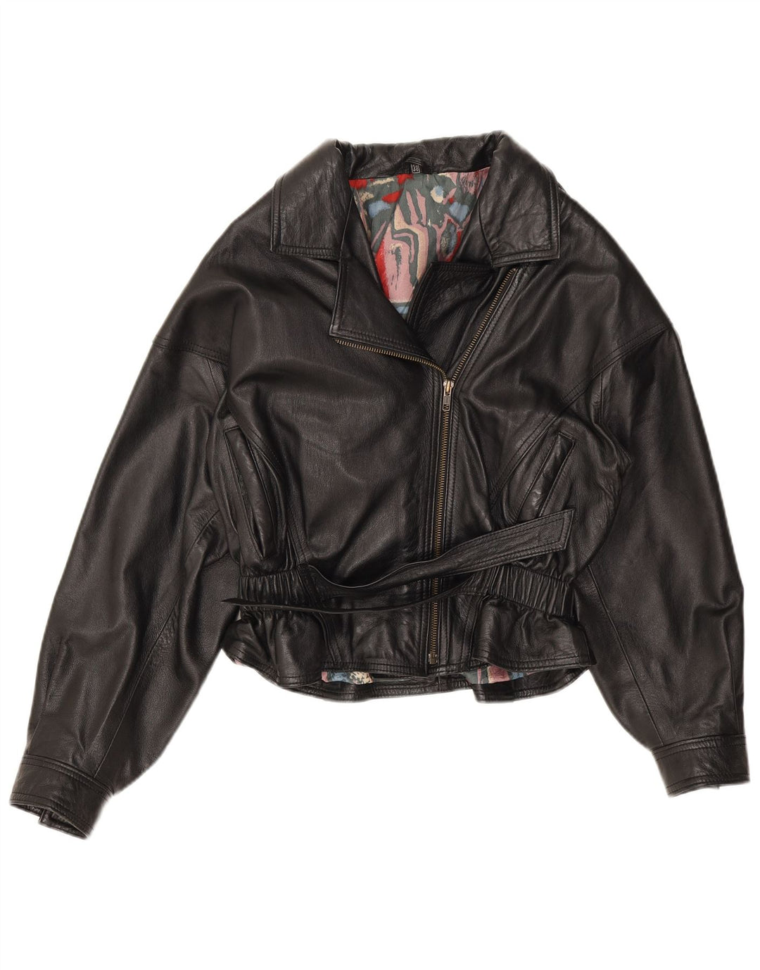 Yessica Womens Biker Leather Jacket EU 38 Medium Black Leather