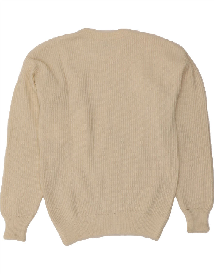 VINTAGE Womens Crew Neck Jumper Sweater UK 10 Small Off White Wool Vintage Vintage and Second-Hand Vintage from Messina Hembry 