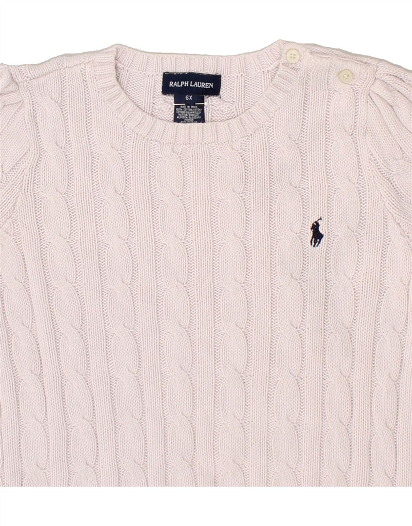 RALPH LAUREN Girls Crew Neck Jumper Sweater 5-6 Years Pink Cotton | Vintage Ralph Lauren | Thrift | Second-Hand Ralph Lauren | Used Clothing | Messina Hembry 