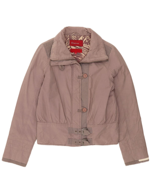 Firetrap Womens Bomber Jacket UK 10 Small Grey Cotton