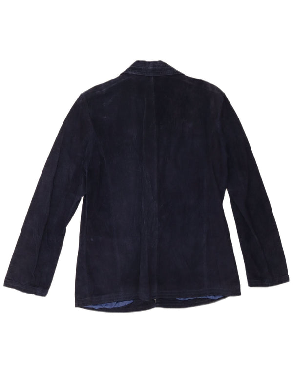 Andrea Mare Womens Suede Jacket UK 14 Medium Navy Blue Leather