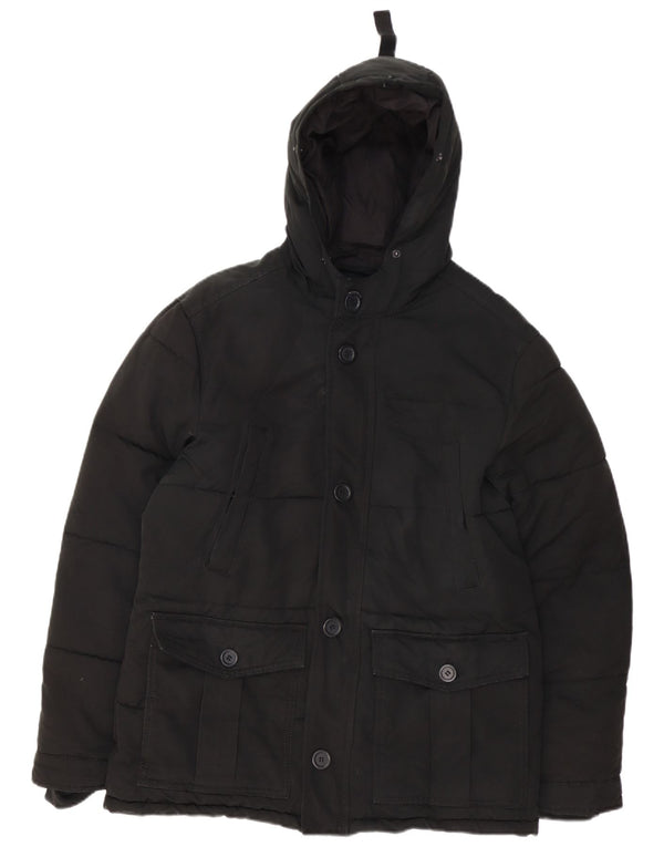 Zara Mens Hooded Padded Jacket UK 38 Medium Black