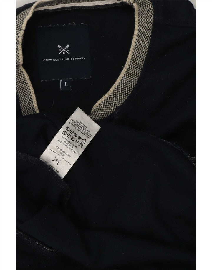 Crew Clothing Mens Sweatshirt Jumper Large Navy Blue Colourblock Polyester