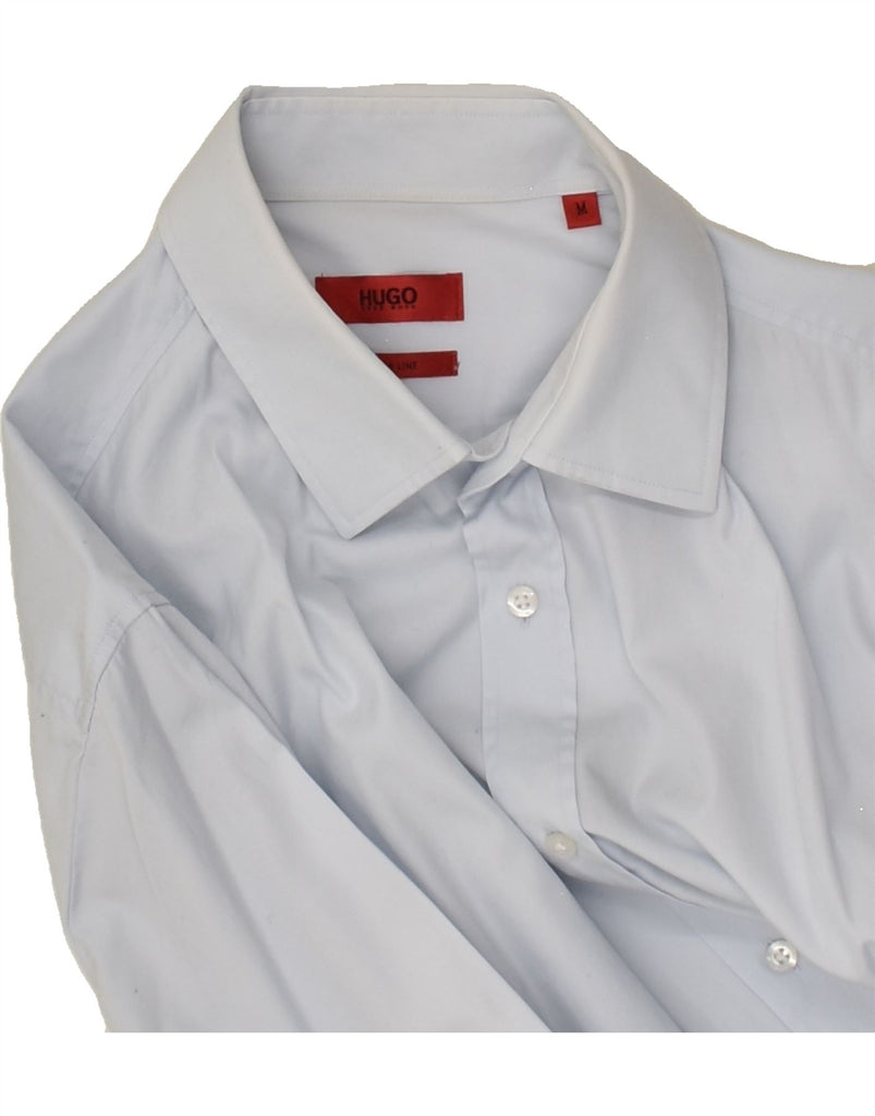 HUGO BOSS Mens Slim Shirt Medium Blue Cotton | Vintage Hugo Boss | Thrift | Second-Hand Hugo Boss | Used Clothing | Messina Hembry 
