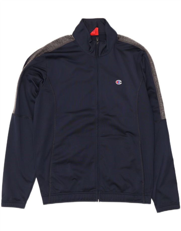 Champion Mens Tracksuit Top Jacket Medium Navy Blue Colourblock Polyester
