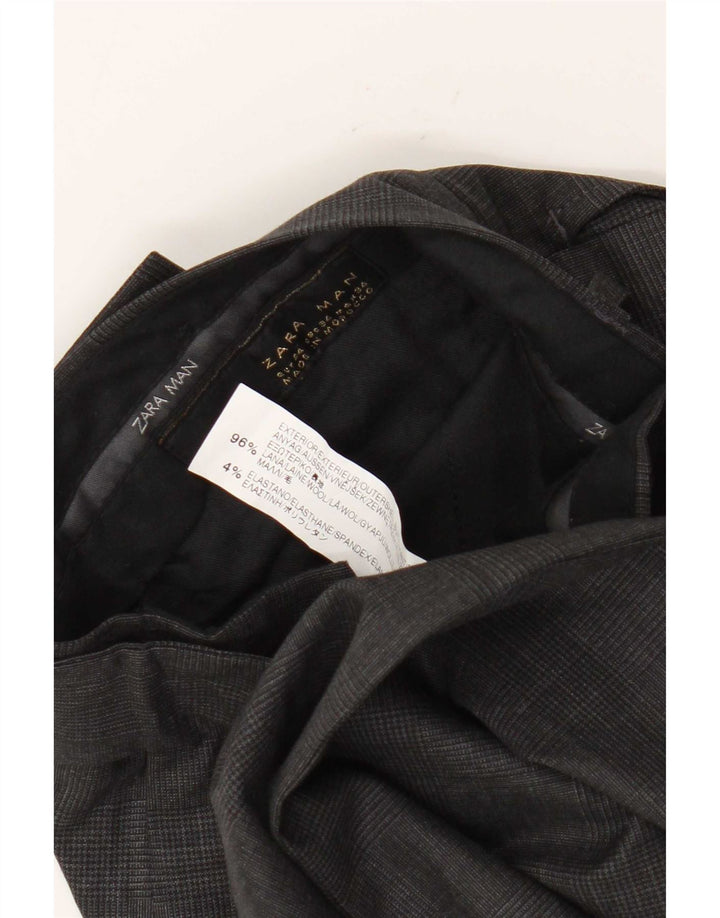 Zara Mens Straight Suit Trousers EU 44 Large W34 L34 Grey Wool