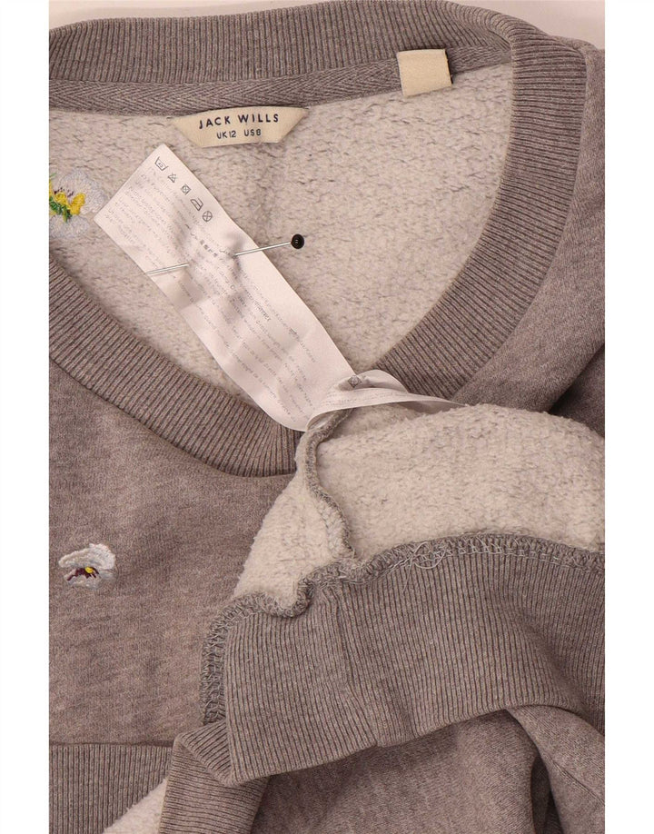Jack Wills Womens Oversized Sweatshirt Jumper UK 12 Medium Grey Floral