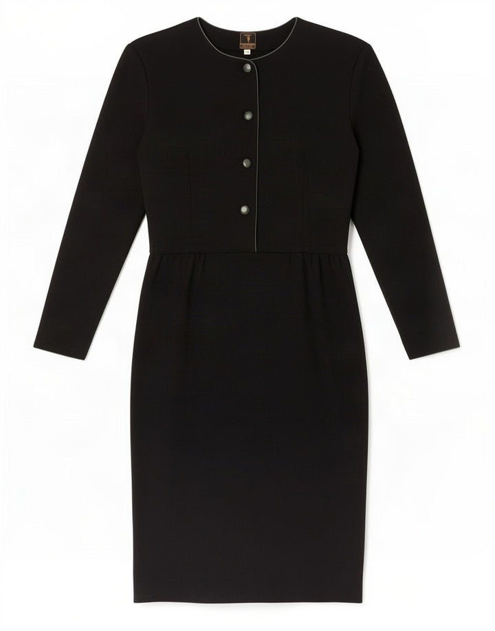 Trussardi Womens Long Sleeve Sheath Dress IT 42 Medium Black