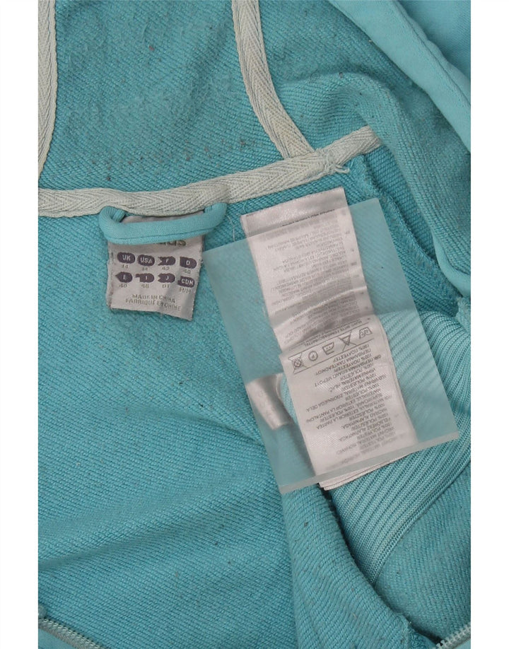 ADIDAS Womens Crop Zip Hoodie Sweater UK 14 Medium Blue Polyester