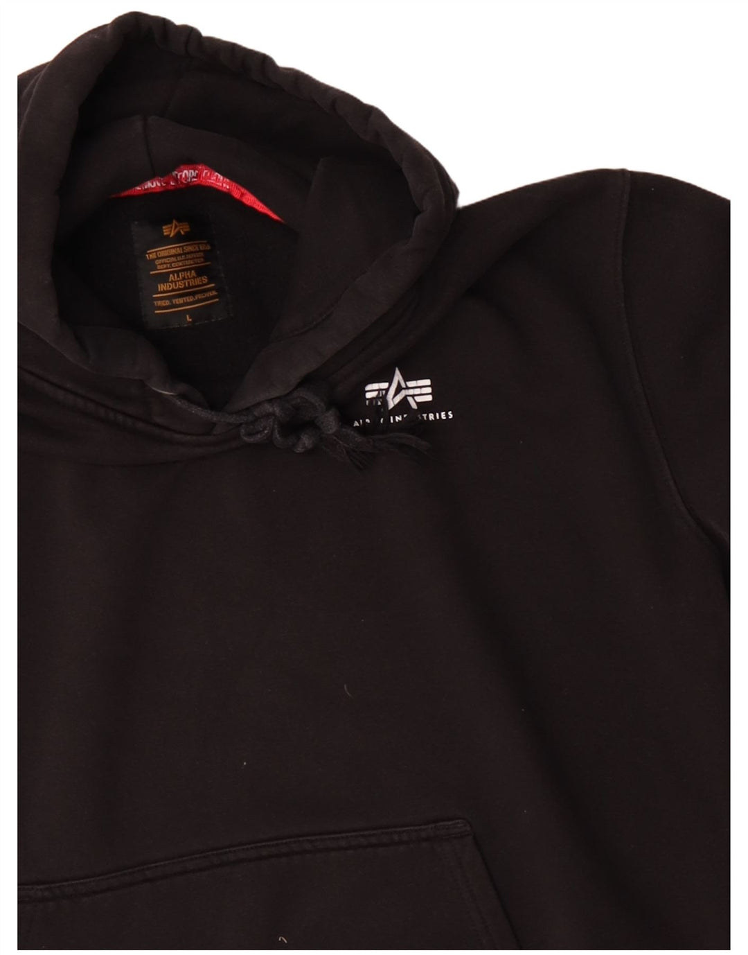 Alpha Industries Mens Hoodie Jumper Large Black Cotton