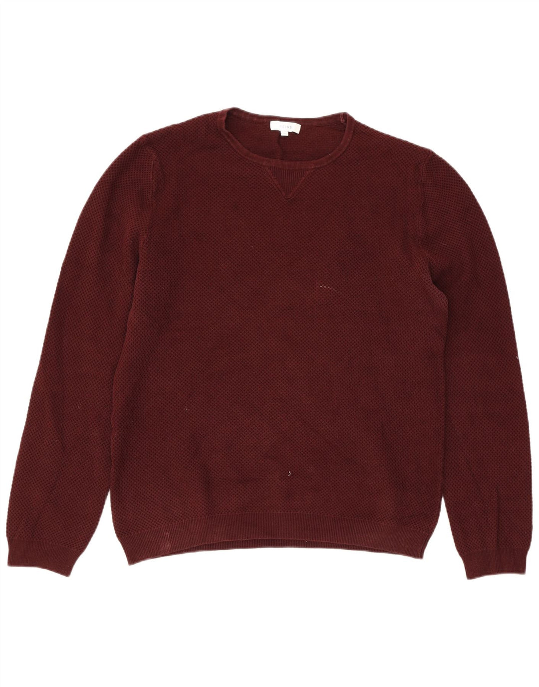 REISS Mens Crew Neck Jumper Sweater Medium Maroon Cotton