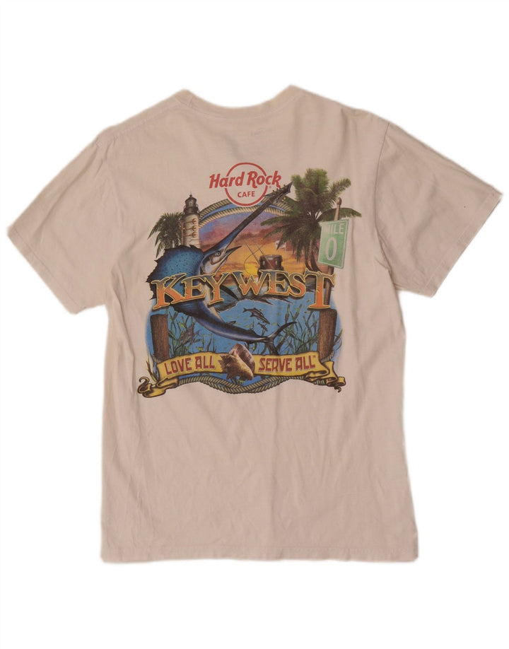 Hard Rock Cafe Mens Key West Graphic T-Shirt Top Medium White Cotton