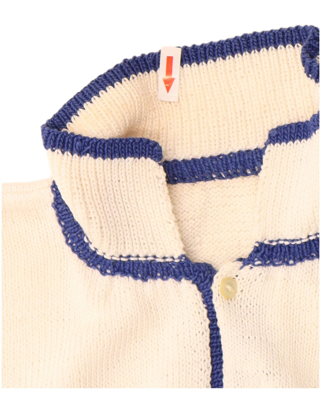 Vintage Mens Polo Neck Jumper Sweater Medium White Geometric