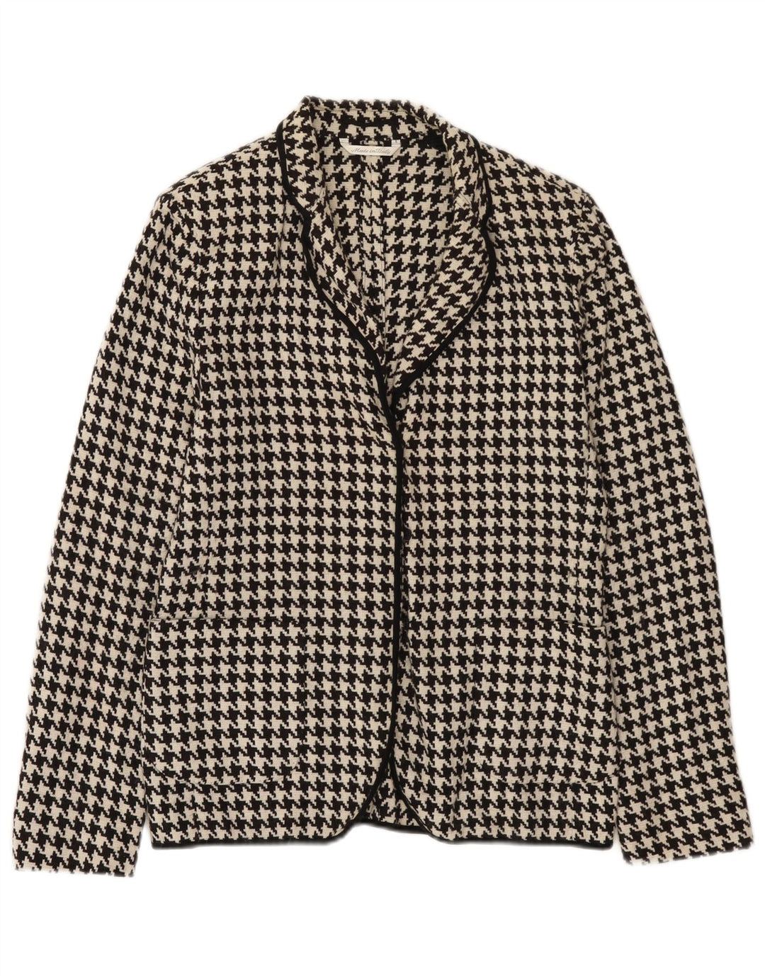 Max Mara Womens Blazer Jacket UK 10 Small Black Houndstooth Wool