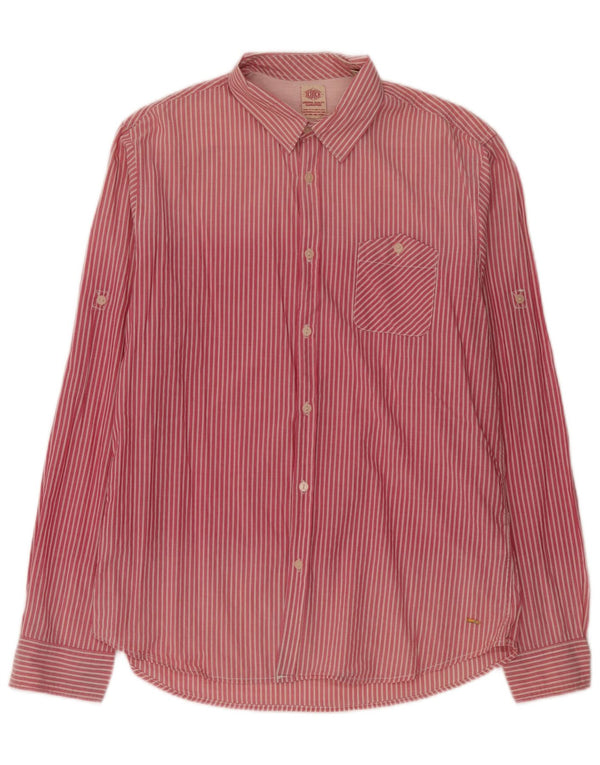 Scotch & Soda Mens Shirt Large Pink Pinstripe Cotton