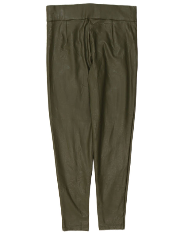 Marks & Spencer Womens Faux Leather Leggings UK 10 Small Green Polyester