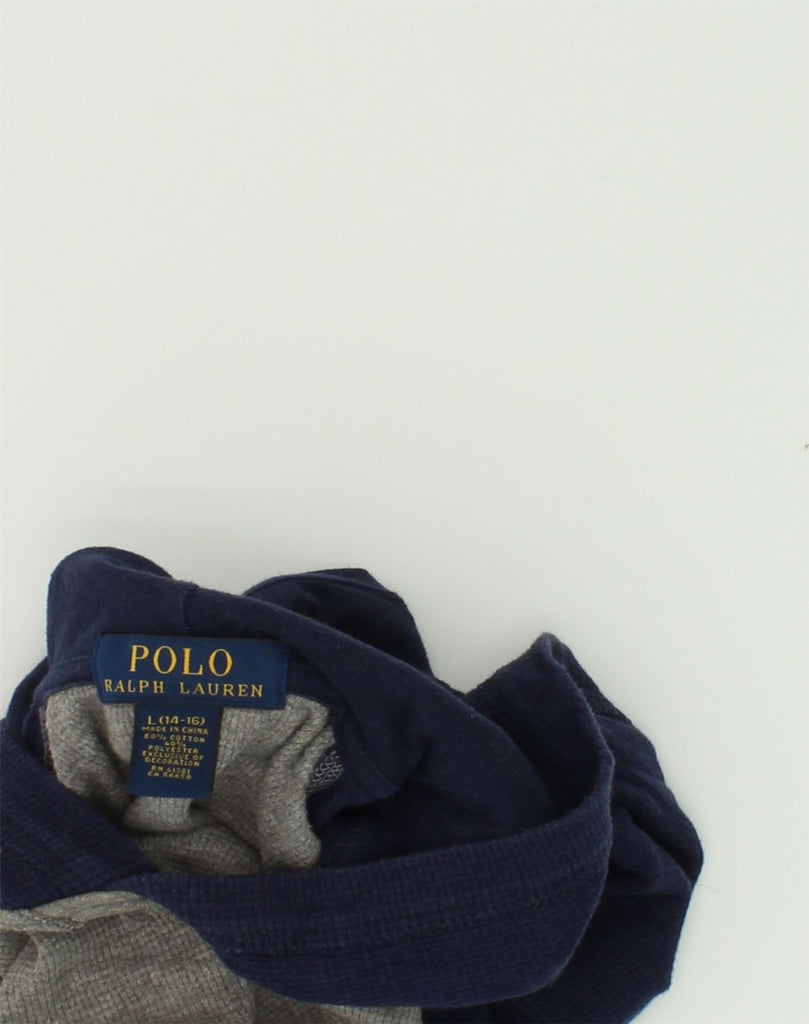 POLO RALPH LAUREN Boys Hoodie Jumper 14-15 Years Large  Grey Colourblock | Vintage Polo Ralph Lauren | Thrift | Second-Hand Polo Ralph Lauren | Used Clothing | Messina Hembry 