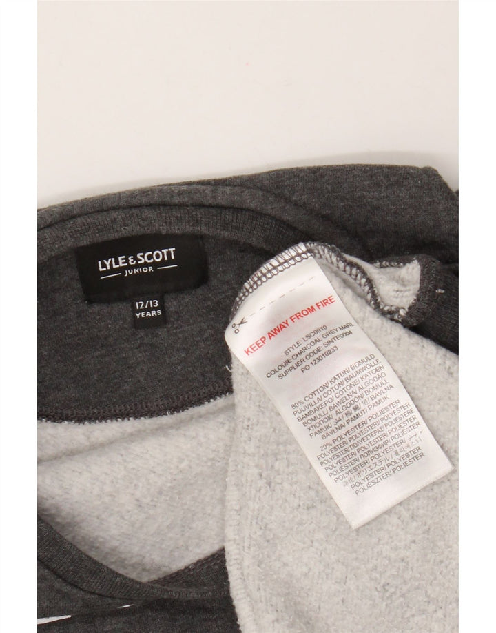 Lyle & Scott Boys Graphic Sweatshirt Jumper 12-13 Years Grey Cotton
