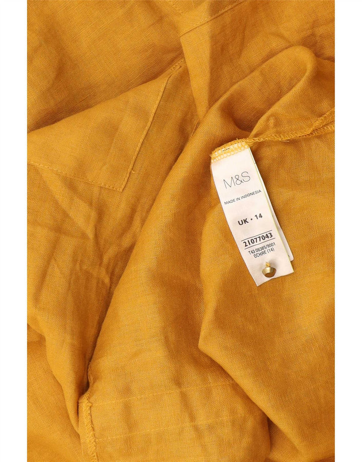 Marks & Spencer Womens Blouse Top UK 14 Large  Yellow Linen