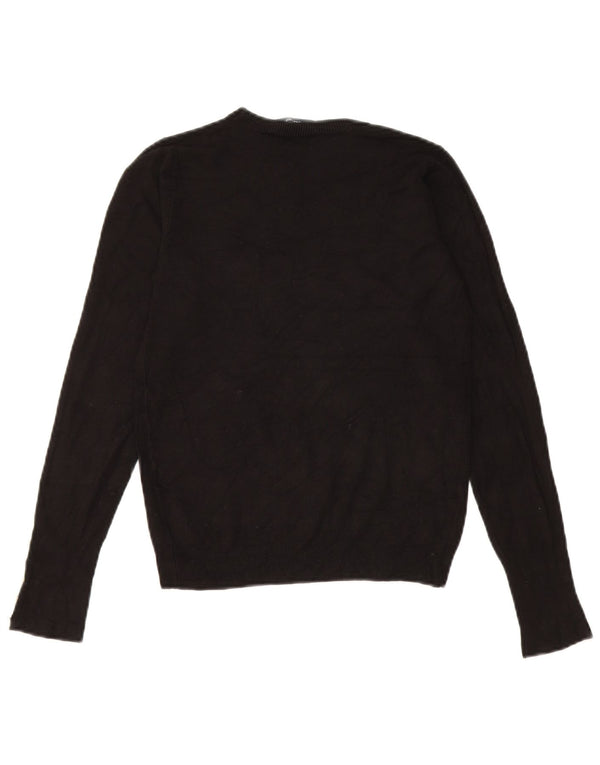 Zara Womens Crew Neck Jumper Sweater UK 8 Small Black Viscose