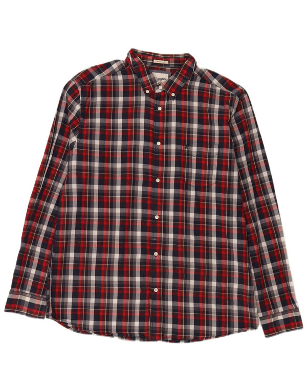 Wrangler Mens Flannel Shirt XL Red Plaid Cotton
