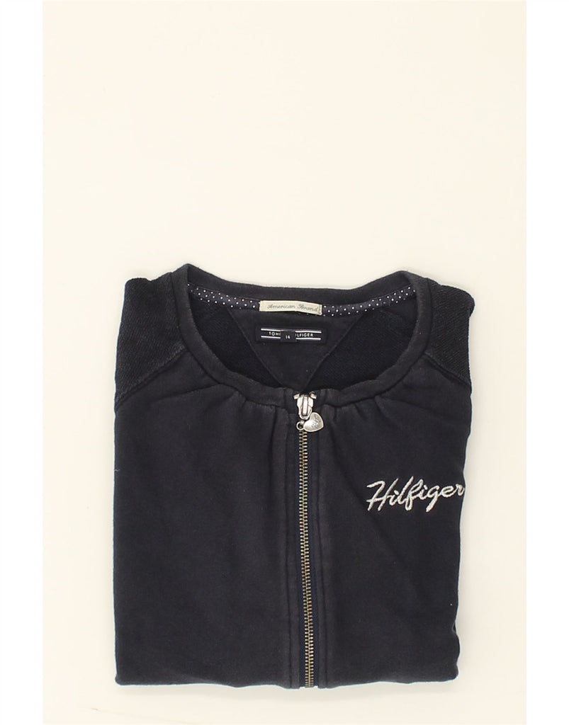 TOMMY HILFIGER Girls Tracksuit Top Jacket 13-14 Years Navy Blue Cotton | Vintage Tommy Hilfiger | Thrift | Second-Hand Tommy Hilfiger | Used Clothing | Messina Hembry 