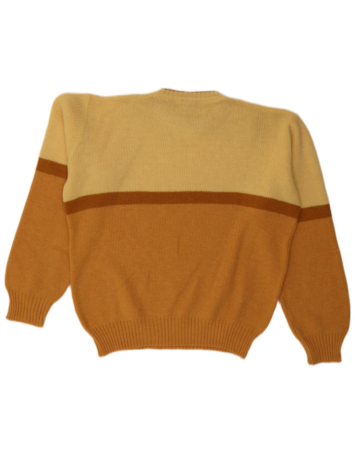 Wrangler Mens Crew Neck Jumper Sweater Large Orange Colourblock Polyacrylic