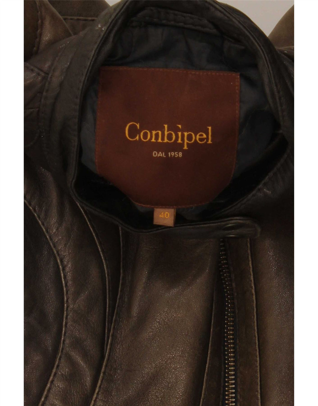 Conbipel Womens Biker Leather Jacket IT 40 Small Brown