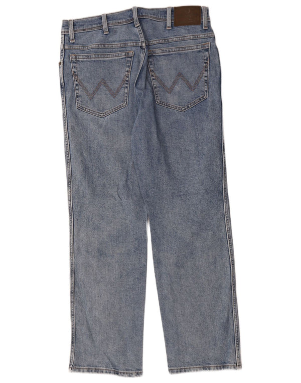 Wrangler Mens Regular Straight Jeans W33 L30 Blue Cotton