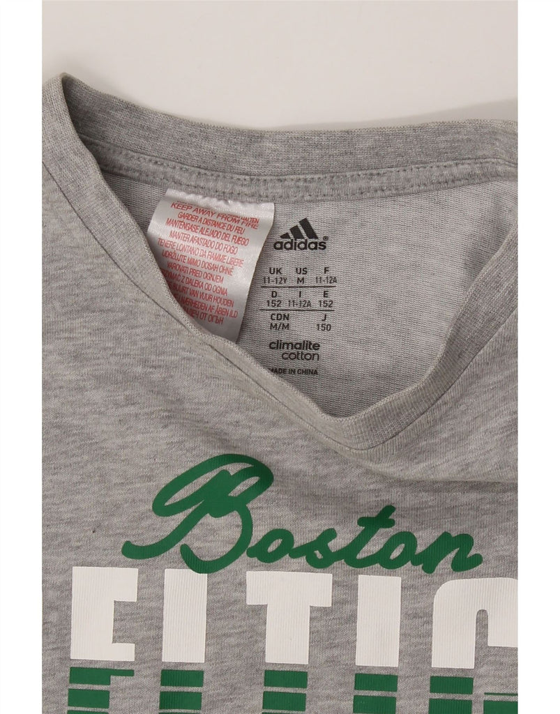 ADIDAS Boys Boston Celtics Graphic T-Shirt Top 11-12 Years Grey Cotton Vintage Adidas and Second-Hand Adidas from Messina Hembry 