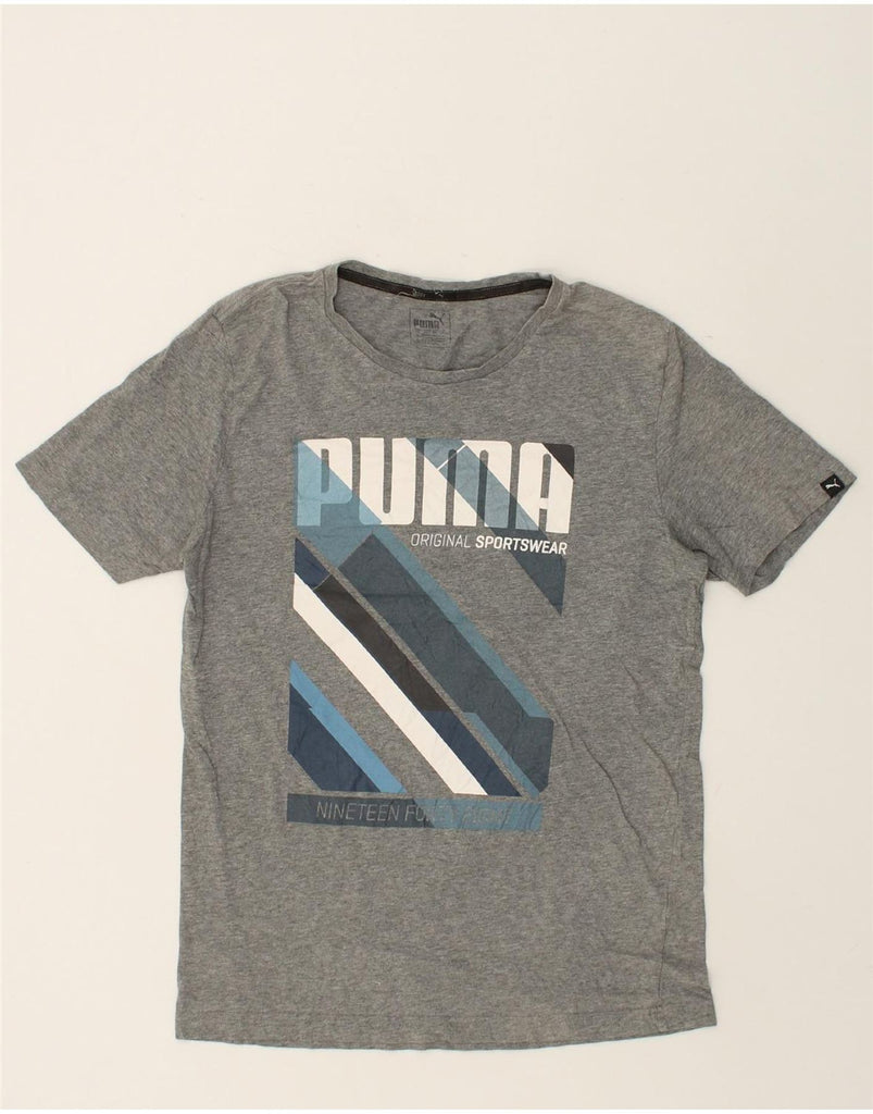 PUMA Mens Graphic T-Shirt Top Medium Grey Flecked | Vintage Puma | Thrift | Second-Hand Puma | Used Clothing | Messina Hembry 