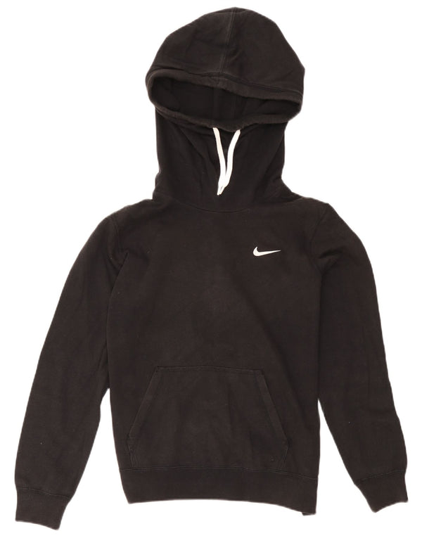 Nike Womens Hoodie Jumper UK 14 Medium Black Cotton