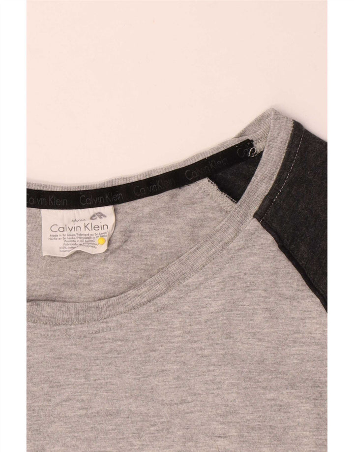 Calvin Klein Mens Graphic Top Long Sleeve Medium Grey Colourblock Cotton