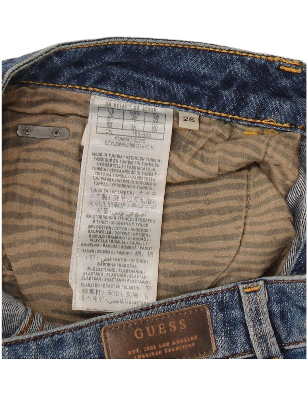 Guess Womens Distressed Relaxed Fit Tapered Jeans W26 L26 Blue Cotton