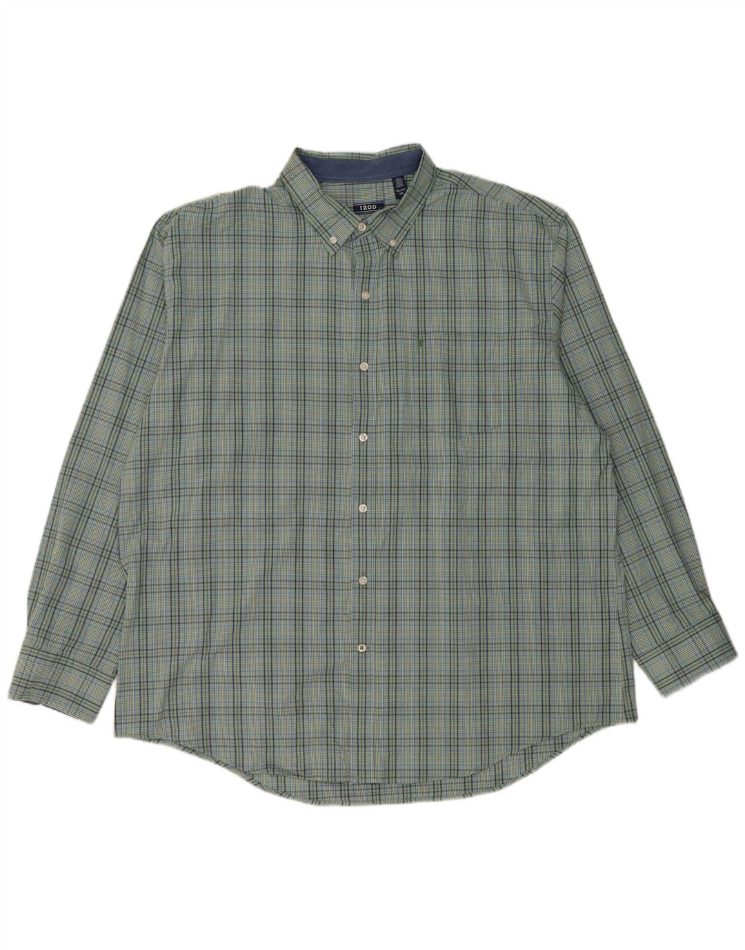 IZOD Mens Shirt 2XL Green Check Cotton