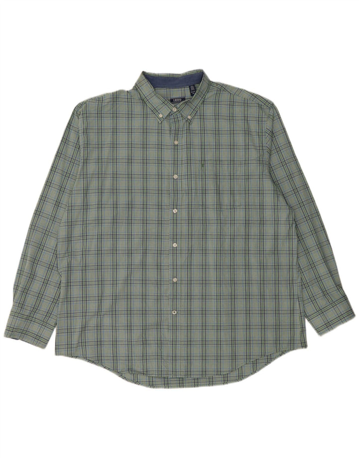 IZOD Mens Shirt 2XL Green Check Cotton