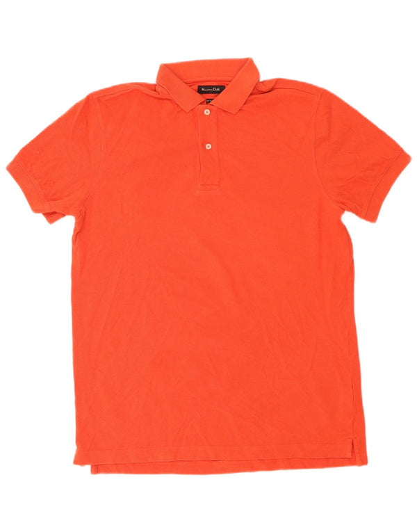 Massimo Dutti Mens Polo Shirt Medium Orange Cotton