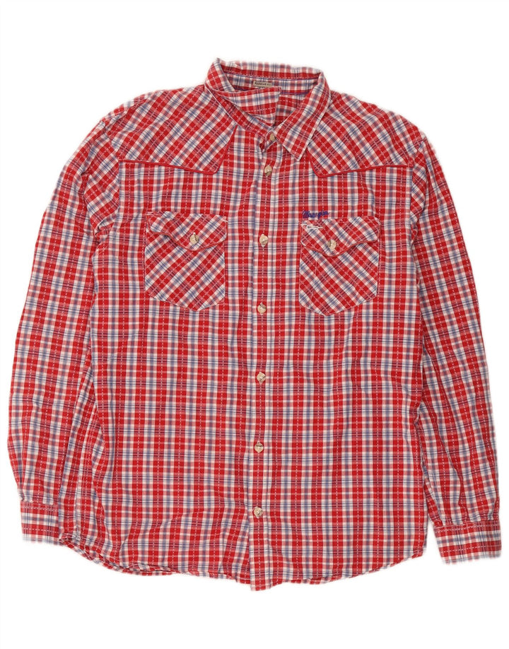 Wrangler Mens Regular Fit Shirt XL Red Check Cotton