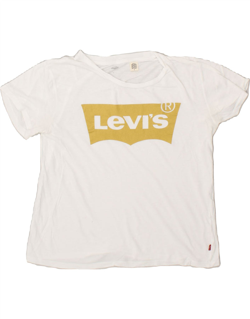 LEVI'S Womens Graphic T-Shirt Top UK 14 Medium White Cotton | Vintage Levi's | Thrift | Second-Hand Levi's | Used Clothing | Messina Hembry 